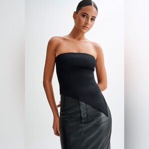 🖤 MESHKI Sidney Asymmetrical Strapless Knit Top – Black 🖤